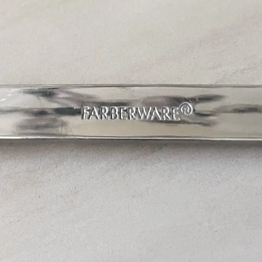 5pc FARBERWARE FRW80 Soup Spoon 8” Stainless Lines At Heel & Tip Glossy/Frosted